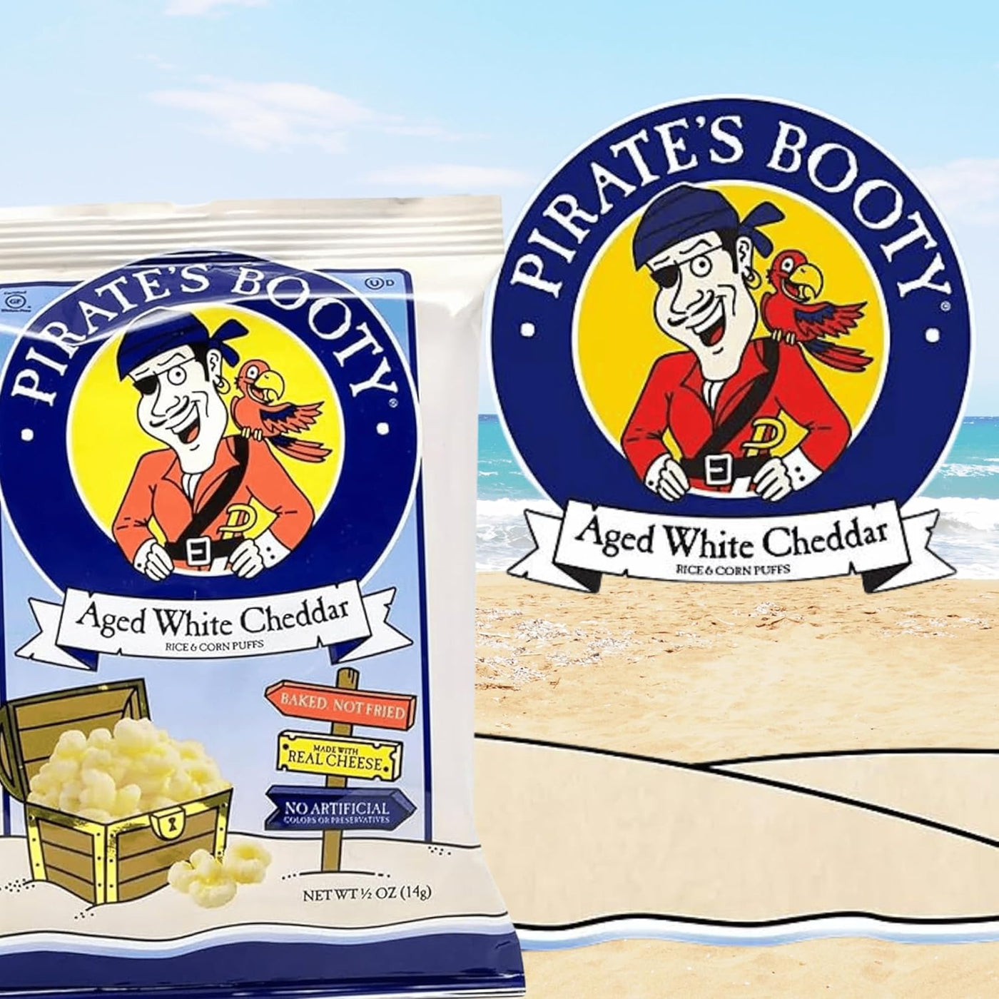 Pirate's Booty Aged White Cheddar Puffs, 0.5 oz ( 40 Pack)