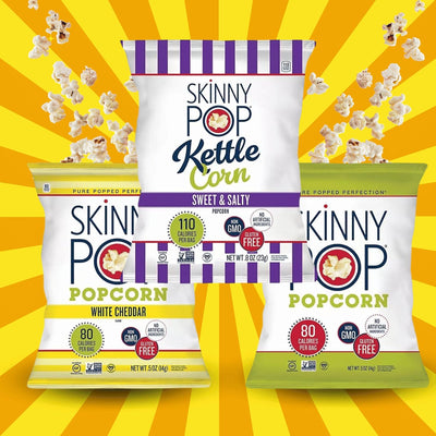 Skinny Pop Popcorn Individual Bags, 3 Flavors ( 18 Pack)