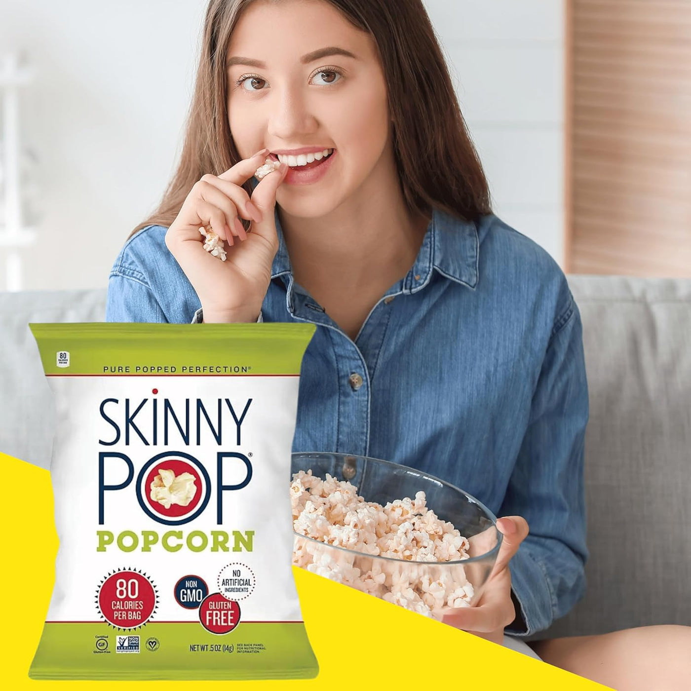 Skinny Pop Popcorn Individual Bags, 3 Flavors ( 18 Pack)