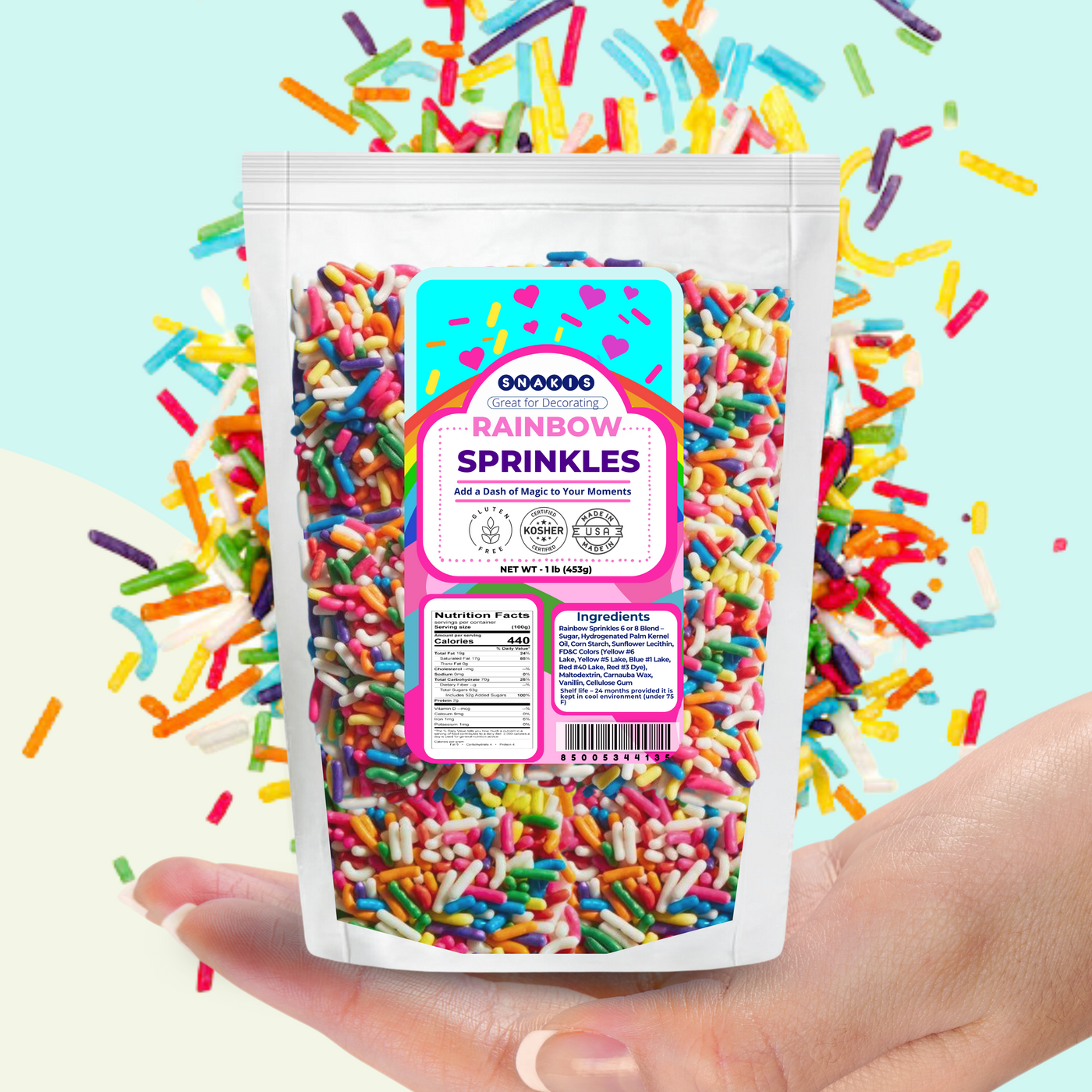 Rainbow Sprinkles Cupcake Sprinkles - (1 lb) by Snakis