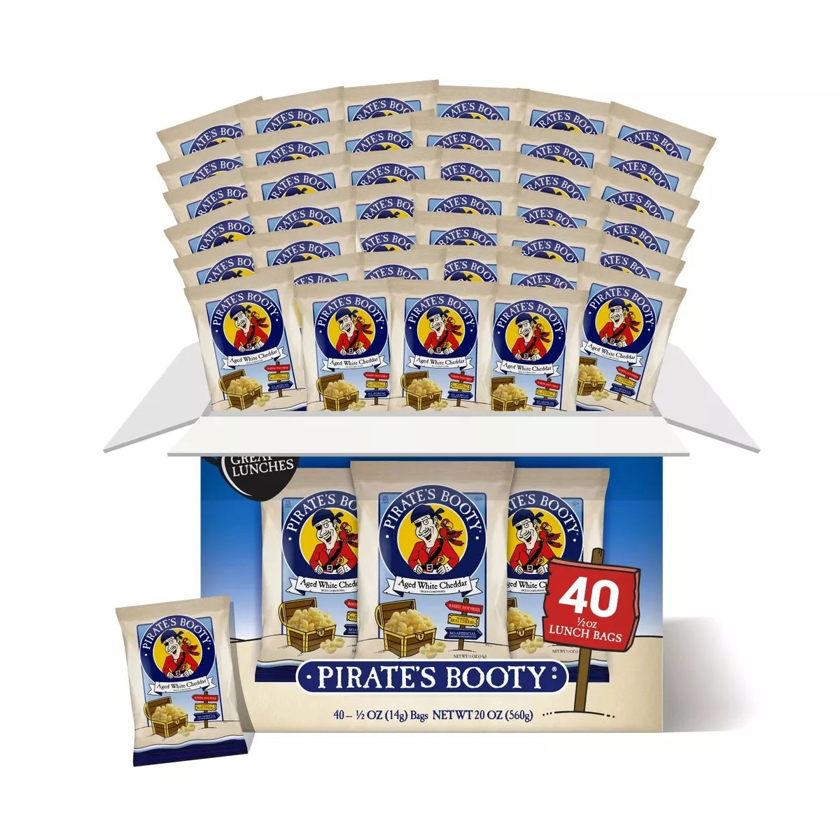 Pirate's Booty Aged White Cheddar Puffs, 0.5 oz ( 40 Pack)